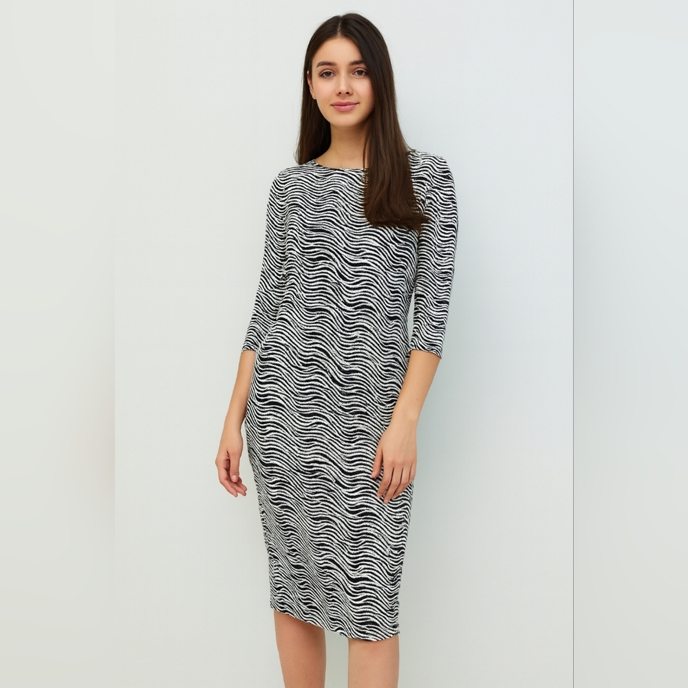 J. MCLAUGHLIN Womens Bell Sleeve Zebra Print Knee Length‎ Dress Size Large